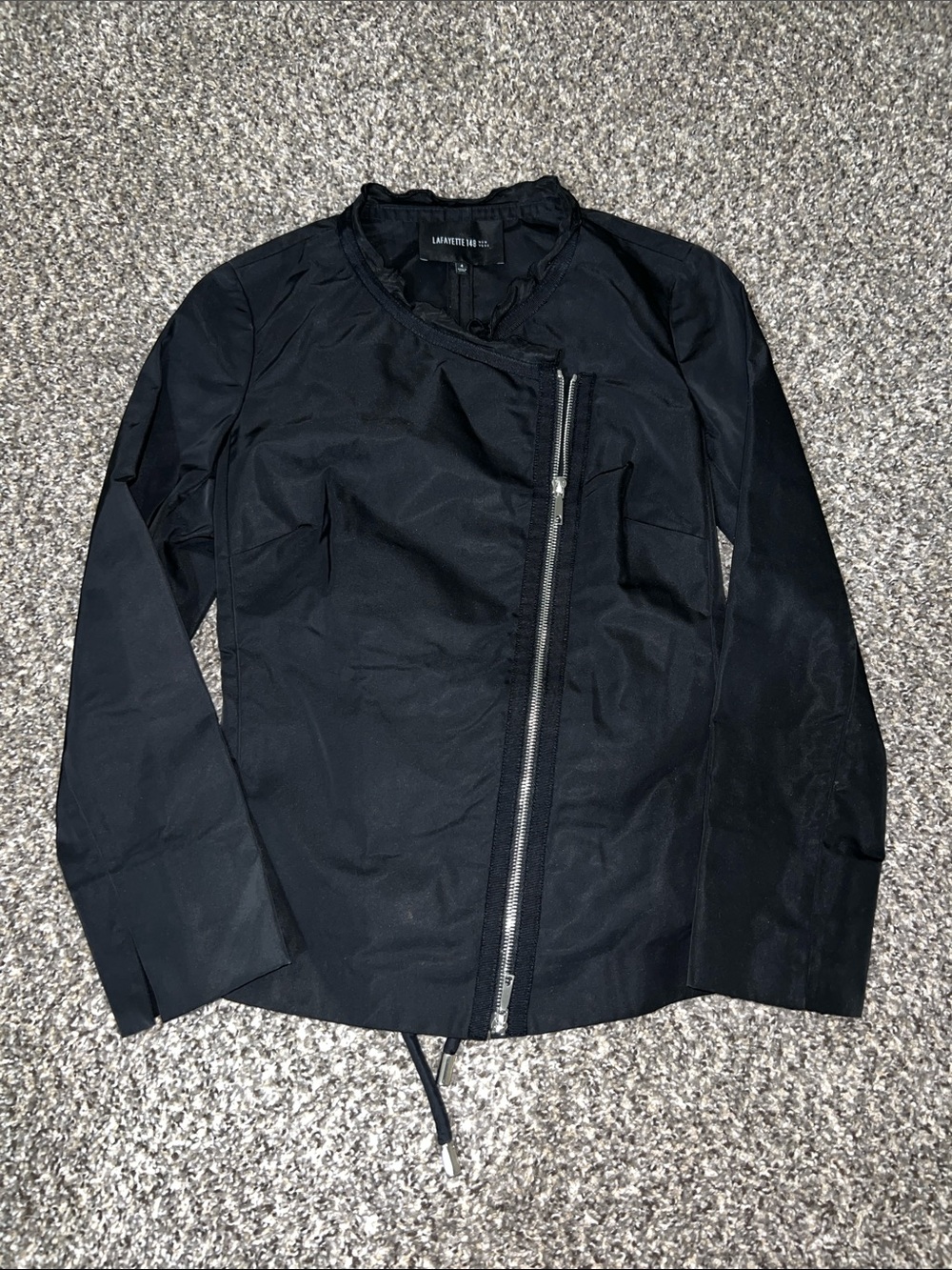 Lafayette 148 New York Black Asymmetrical Zip Utility Jacket